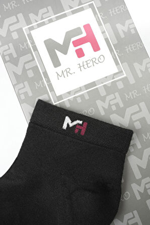 MRHERO Bambu 6'lı Erkek Parfüm Kokulu Düz Basic Patik Kaymaz Çorap 1083-MH SİYAH