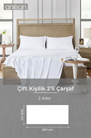 2'li Beyaz Çarşaf - %100 Pamuk, 63 Tel, Tek & Çift Kişilik Seçenekleriyle Ev, Otel Çarşafı