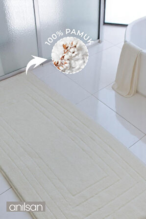 Alora Bej Büyük Ayak Havlusu - 60x130 Cm , 920 GR %100 Pamuk, Spa Ve Otel Banyo Paspası 