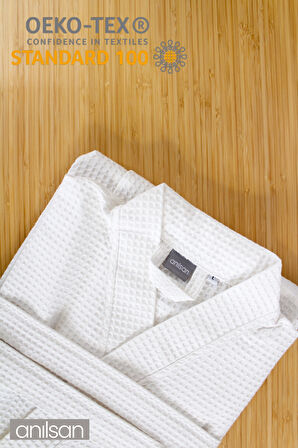 %100 Pamuk Pike Bornoz - Kimono Otel Bornozu, Spa Için Ideal, Günlük Kullanıma Uygun