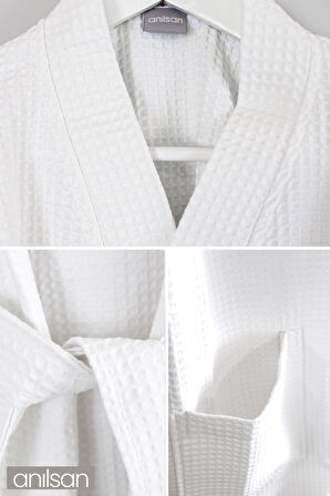 %100 Pamuk Pike Bornoz - Kimono Otel Bornozu, Spa Için Ideal, Günlük Kullanıma Uygun