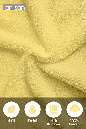 6'lı Sarı Greek Beyaz Banyo Havlusu - 70x140cm, 490gr, %100pamuk, Spa Ve Otel Havlusu