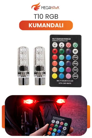 T10 RGB Kumandalı LED Ampul Seti Çok Renkli Araç İçi Park Aydınlatma
