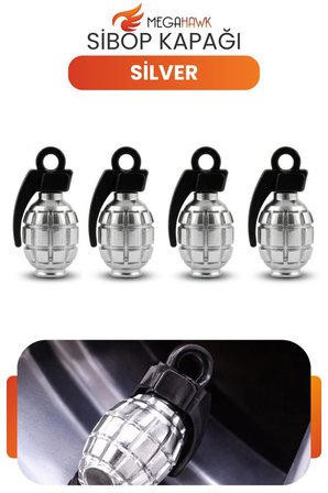 Tasarım Sibop Kapağı Silver 4’lü Set Metal Oto Lastik Sibop Koruyucu