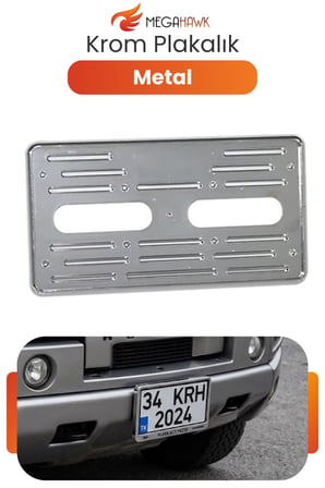 Krom Plakalık Metal Plaka Altlığı Paslanmaz Universal Araç Plaka Tutucu Şık Tasarım