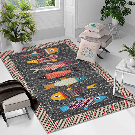 Kaymaz Taban Yıkanabilir Halı – Mutfak, Salon, Yatak Odası için Modern Dijital Baskı Halı