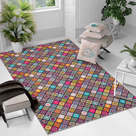 Kaymaz Taban Yıkanabilir Halı – Mutfak, Salon, Yatak Odası için Modern Dijital Baskı Halı