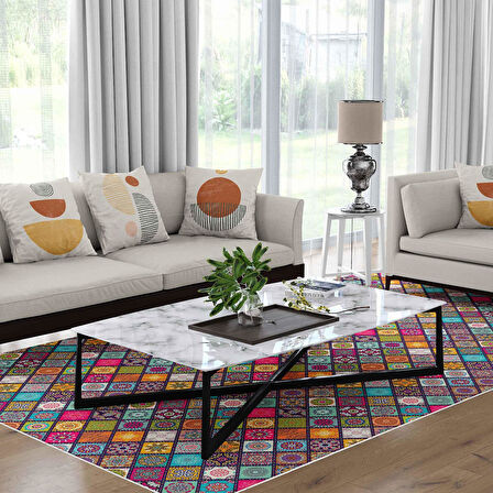 Kaymaz Taban Yıkanabilir Halı – Mutfak, Salon, Yatak Odası için Modern Dijital Baskı Halı