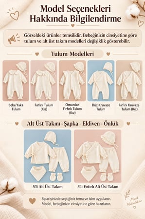İsme Özel Baskılı 10'lu Müslin Hastane Çıkışı Seti 4 Kat %100 Pamuk Yenidoğan Bebek Takımı