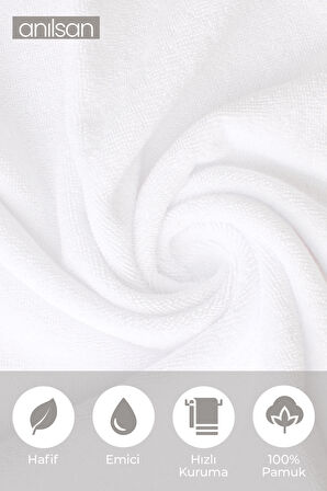 6'lı Beyaz Greek Mini El, Yüz Havlusu 75Gr. - 30x50 Cm, %100 Pamuk, Spa Ve Otel Havlusu