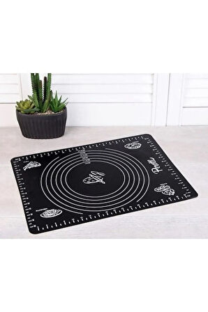 Büyük Boy Silikon Siyah Hamur Açma Matı Büyük Ölçü 45x65 Büyük
