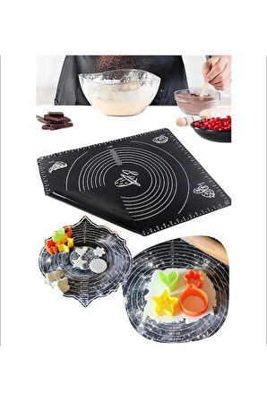 Büyük Boy Silikon Siyah Hamur Açma Matı Büyük Ölçü 45x65 Büyük