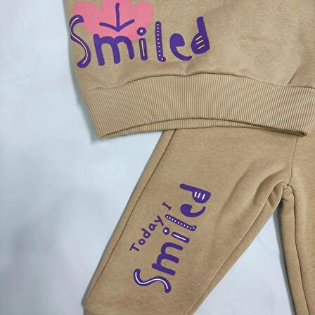 Smiled Baskılı Kız Takım