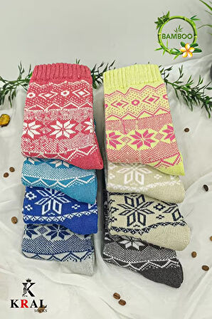Kadın Havlu 4 Çift Kışlık Yün Çorap (BAMBU YÜN) Ilkbahar Serisi