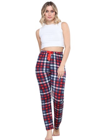 Pijama Altı Modal  Ring Viskon Kumaş-Pöti Kare Desenli