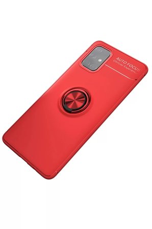 Newface Samsung Galaxy M31S Kılıf Range Yüzüklü Silikon - Kırmızı