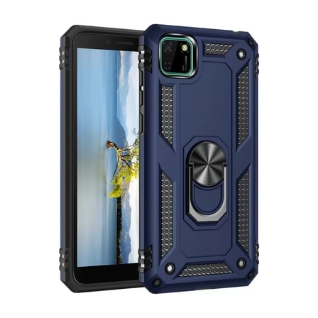 Newface Huawei Y5P Kılıf Sofya Yüzüklü Silikon Kapak - Lacivert