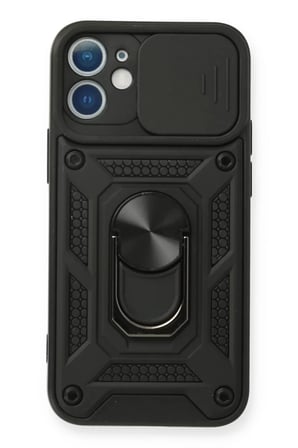 Newface Apple iPhone 11 Kılıf Pars Lens Yüzüklü Silikon - Siyah