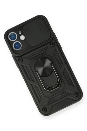 Newface Apple iPhone 11 Kılıf Pars Lens Yüzüklü Silikon - Siyah