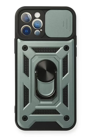 Newface Apple iPhone 12 Pro Kılıf Pars Lens Yüzüklü Silikon - Yeşil