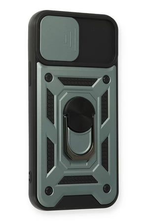 Newface Apple iPhone 12 Pro Kılıf Pars Lens Yüzüklü Silikon - Yeşil