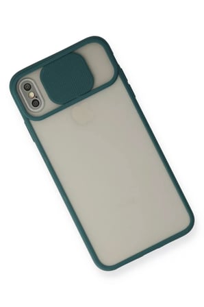 Newface Apple iPhone X Kılıf Palm Buzlu Kamera Sürgülü Silikon - Yeşil