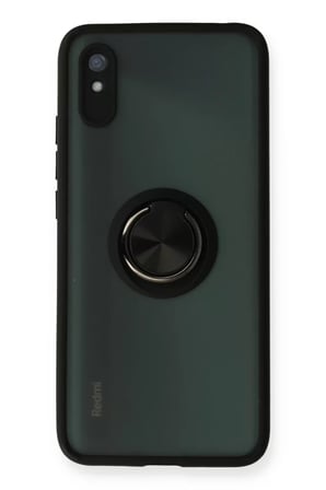 Newface Xiaomi Redmi 9A Kılıf Montreal Yüzüklü Silikon Kapak - Siyah