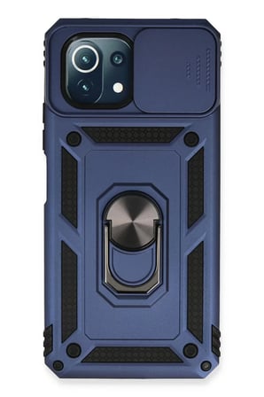 Newface Xiaomi Mİ 11 Lite Kılıf Pars Lens Yüzüklü Silikon - Lacivert