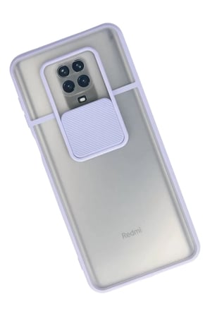 Newface Xiaomi Redmi Note 9 Pro Kılıf Palm Buzlu Kamera Sürgülü Silikon - Lila