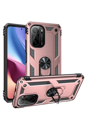 Newface Xiaomi Poco F3 Kılıf Sofya Yüzüklü Silikon Kapak - Rose