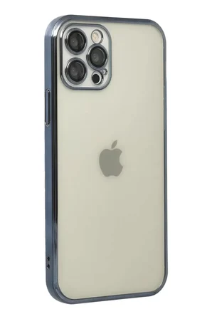 Newface Apple iPhone 12 Pro Kılıf Razer Lensli Silikon - Lacivert