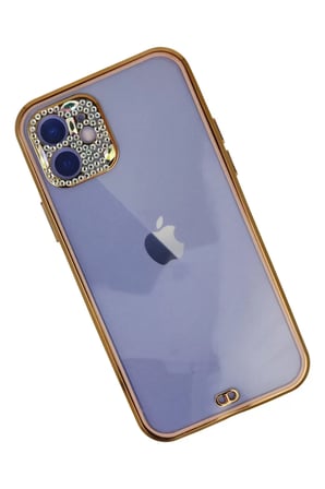 Newface Apple iPhone 12 Kılıf Liva Taşlı Silikon - Pembe