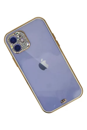 Newface Apple iPhone 12 Kılıf Liva Taşlı Silikon - Beyaz