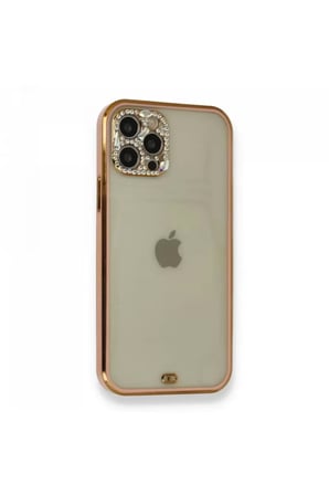 Newface Apple iPhone 12 Pro Kılıf Liva Taşlı Silikon - Pembe