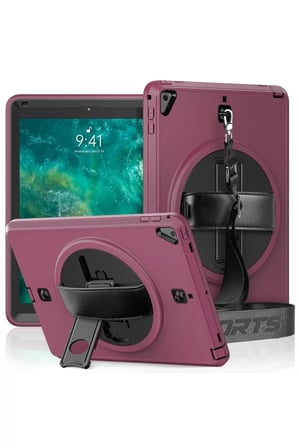 Newface Apple iPad 5 Air 9.7 Kılıf Strap-C Otterbox Tablet Kapak - Mürdüm