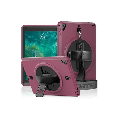 Newface Apple iPad 5 Air 9.7 Kılıf Strap-C Otterbox Tablet Kapak - Mürdüm