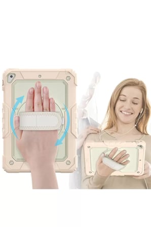 Newface Apple iPad 5 Air 9.7 Kılıf Strap New Tablet Kapak - Pembe