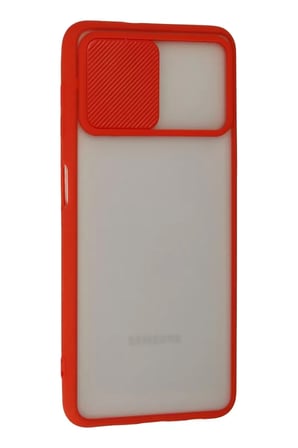 Newface Samsung Galaxy A22 Kılıf Palm Buzlu Kamera Sürgülü Silikon - Kırmızı