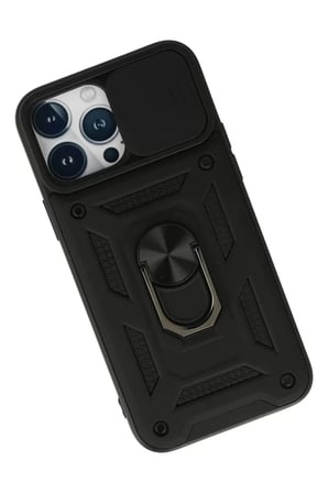 Newface Apple iPhone 13 Pro Kılıf Pars Lens Yüzüklü Silikon - Siyah