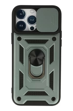 Newface Apple iPhone 13 Pro Max Kılıf Pars Lens Yüzüklü Silikon - Yeşil