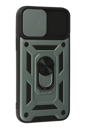 Newface Apple iPhone 13 Pro Max Kılıf Pars Lens Yüzüklü Silikon - Yeşil