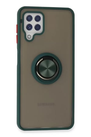 Newface Samsung Galaxy A22 Kılıf Montreal Yüzüklü Silikon Kapak - Yeşil