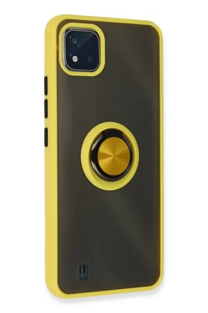 Newface Realme C11 2021 Kılıf Montreal Yüzüklü Silikon Kapak - Sarı