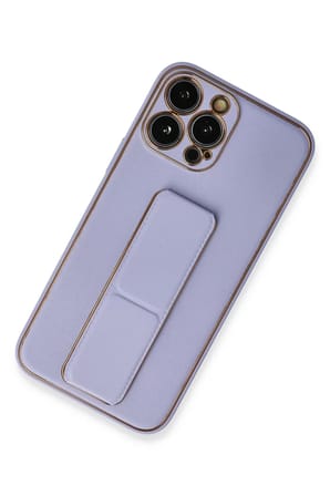 Newface Apple iPhone 13 Pro Kılıf Coco Deri Standlı Kapak - Lila