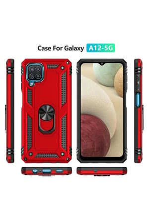 Newface Samsung Galaxy A22 Kılıf Sofya Yüzüklü Silikon Kapak - Kırmızı