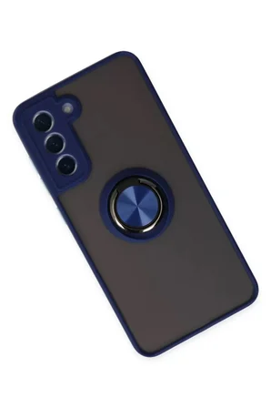 Newface Samsung Galaxy S21 FE Kılıf Montreal Yüzüklü Silikon Kapak - Lacivert