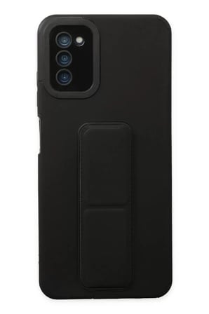 Newface Samsung Galaxy A03S Kılıf Mega Standlı Silikon - Siyah