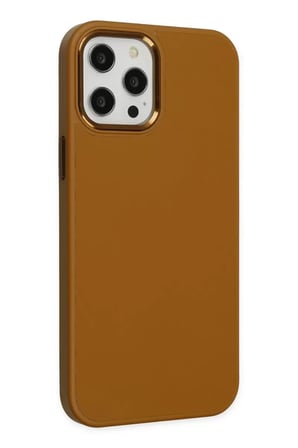 Newface Apple iPhone 12 Pro Max Kılıf Asya Deri Silikon - Kahverengi