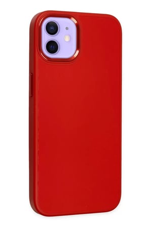 Newface Apple iPhone 12 Kılıf Asya Deri Silikon - Kırmızı