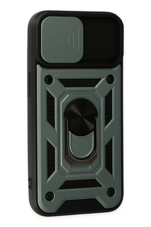 Newface Apple iPhone 14 Kılıf Pars Lens Yüzüklü Silikon - Yeşil